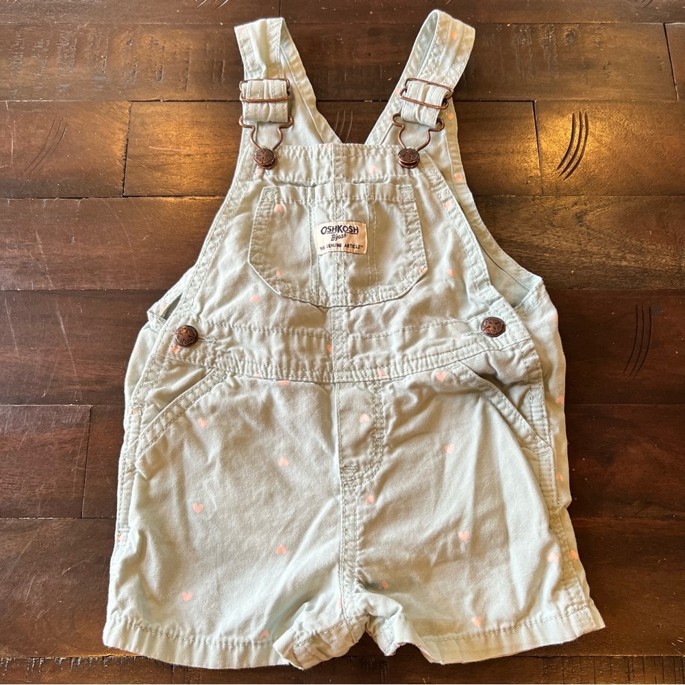 OshKosh Heart Print Green Shortalls